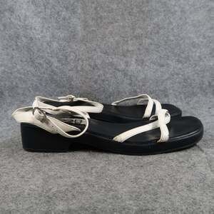 KB Company Shoes Womens 9 Sandal Strappy Block Heel Y2k 90s Open Toe Retro White